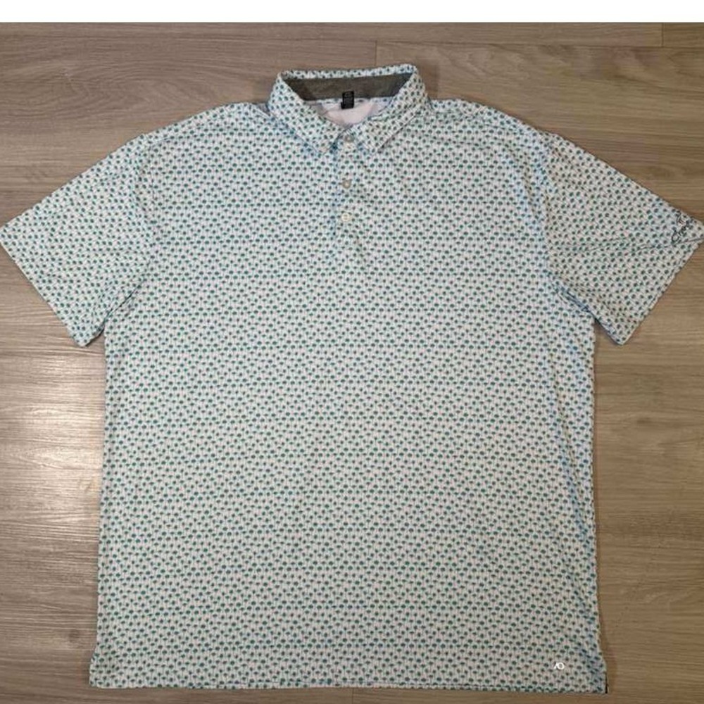 ANDERSON ORD Polo Shirt Mens XXL Palm Tree Print Short Sleeve Golf